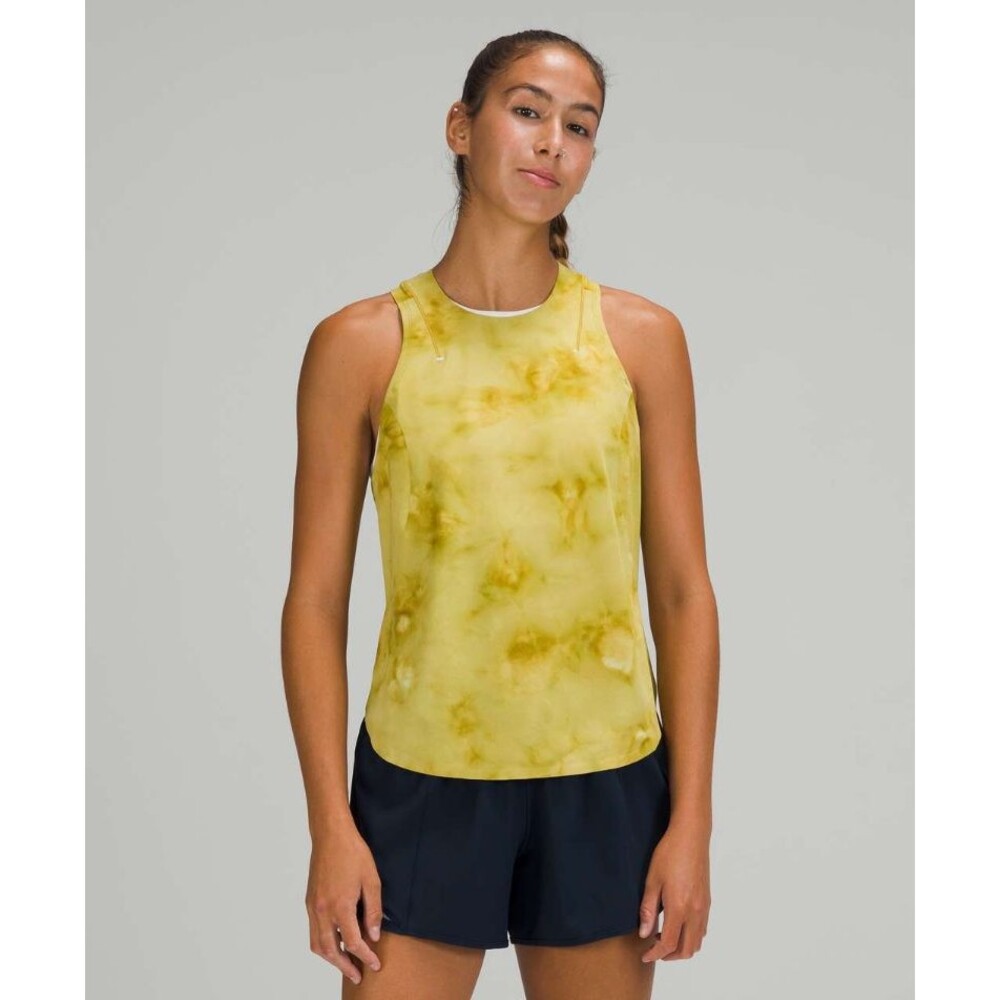 Lululemon Lightweight Run Kit Tank Top Diamond Dye White Gold Spice